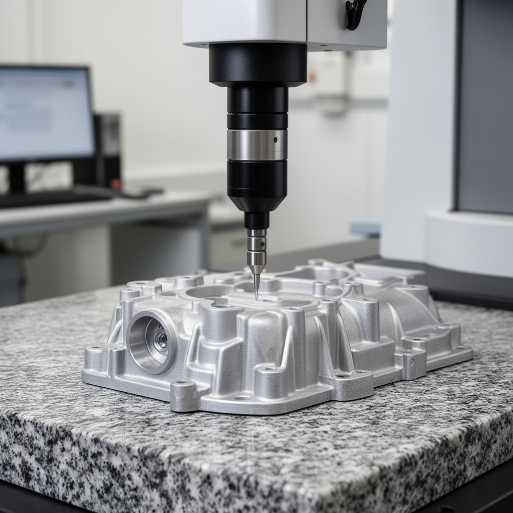3D-Koordinatenmessung eines Aluminium-Druckgussteils im Messraum bei K+T